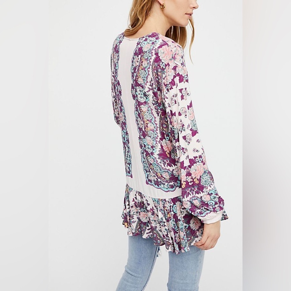 Free People Lovely Dreams Tunic Top Dress Women’s  Drop Waist Floral Size Medium - Picture 7 of 12